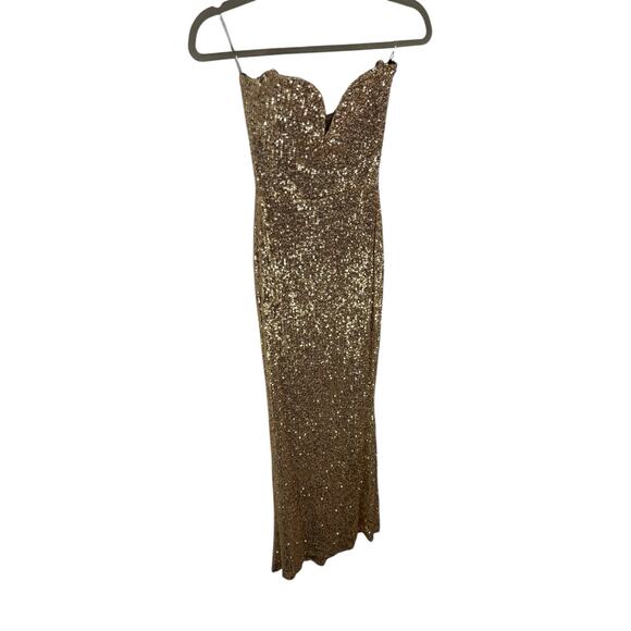 Nookie Lumiere Gown Sequined Embellished Strapless Evening Formal Party Gold SM - Picture 5 of 12